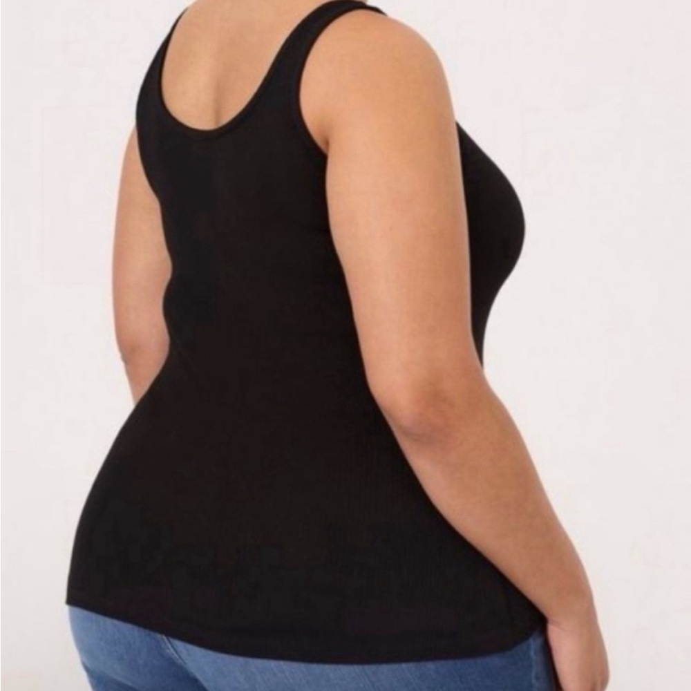 🆕 Black Rib Scoop Neck Hook And Eye Tank Top 1 1X 14 16 NWT Torrid New! - Picture 2 of 5
